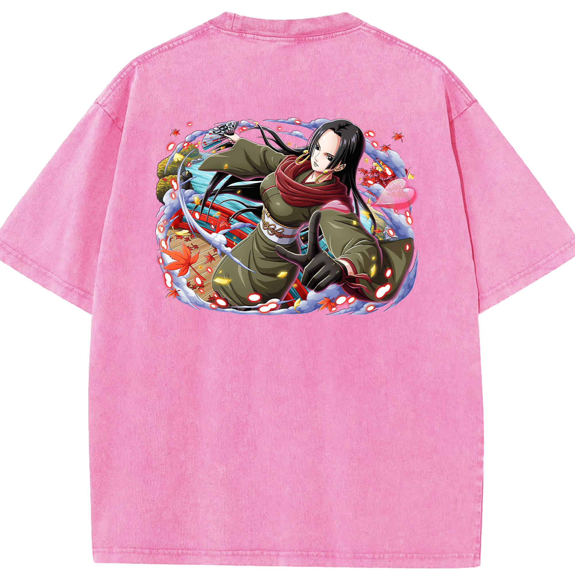 ワンピース ボア・ハンコック ONE PIECE Boa·Hancock 綿100% ヴィンテージ風 半袖Tシャツ（背面プリント）